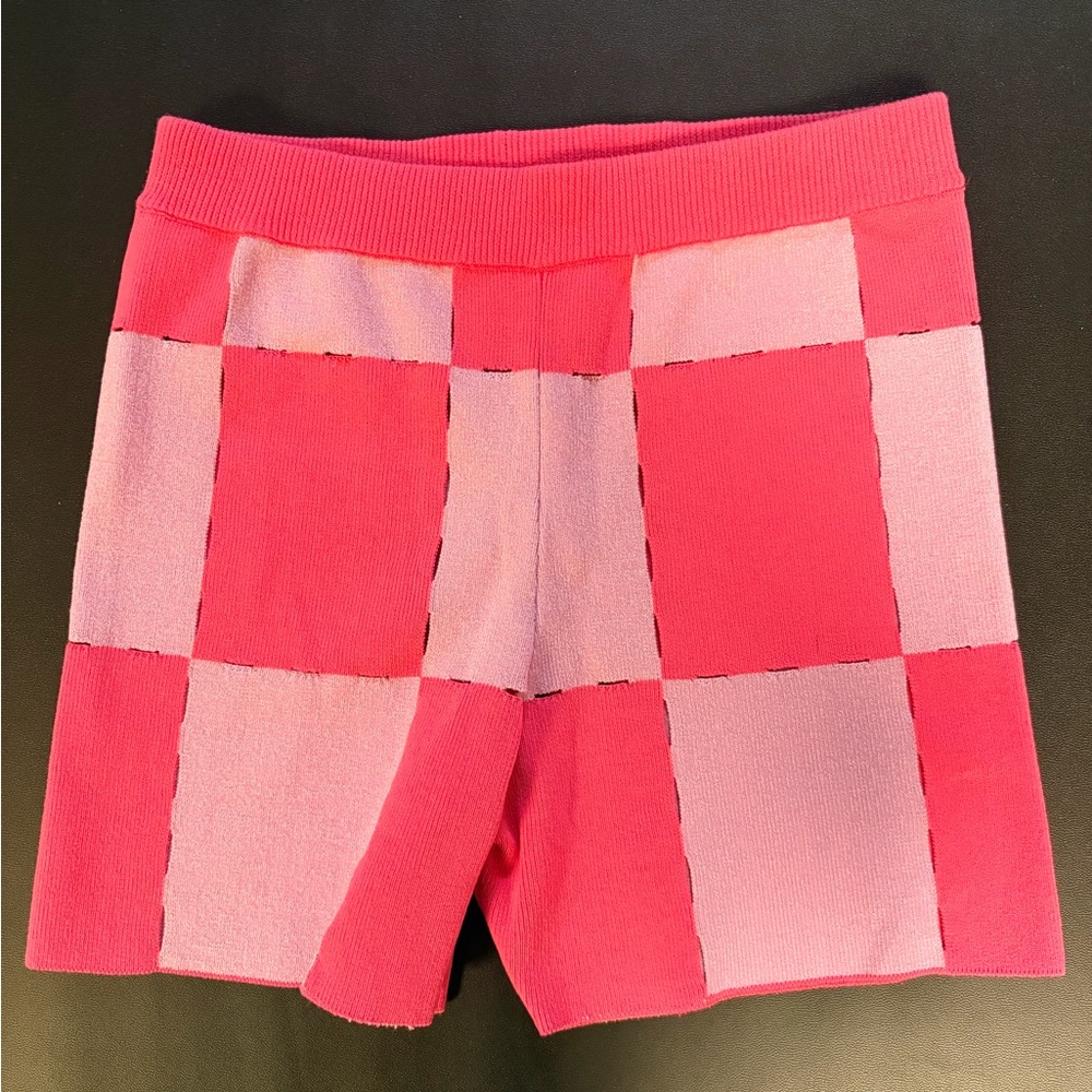 Jacquemus Pink Checkered Bike Shorts